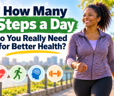 Black woman walking outdoors for better health, illustrating how many steps a day are needed for improved fitness and wellness.